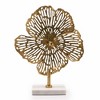 HomeRoots 18" Antiqued Gold And White Aluminum And Marble Flowers Abstract Tabletop Sculpture - 4 of 4