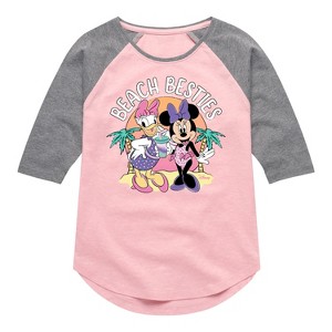 Girls' - Disney - Beach Besties Shirt Tail Raglan Graphic T-shirt - 1 of 4