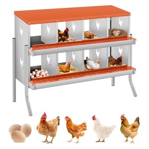 Chicken Nesting Boxes, Two-Tier Metal Chicken Egg Laying Box,Large Vented Holes for Egg Collection - 1 of 4