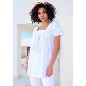 Roaman's Square Neck Eyelet Tunic - 1 of 2