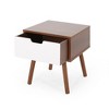 FONTOI End Table Two Tone End Table Mid Century Modern Wood Accent Table with Drawer for Living Room or Bedroom, Walnut, 15.5"*15.5"*16.75" - 4 of 4