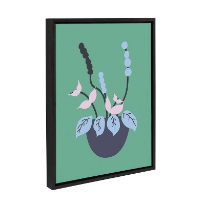 Abstract Green and Black Floral Canvas Print