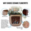 Chic Crate Modern Ceramic Planter Pots Set of 3 – Versatile Indoor/Outdoor Flowerpots with Drainage Holes - 3 of 4