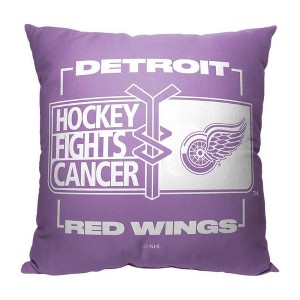 NHL Detroit Red Wings Hockey Fights Cancer Fight For Throw Pillow 18x18 Inches - 1 of 4