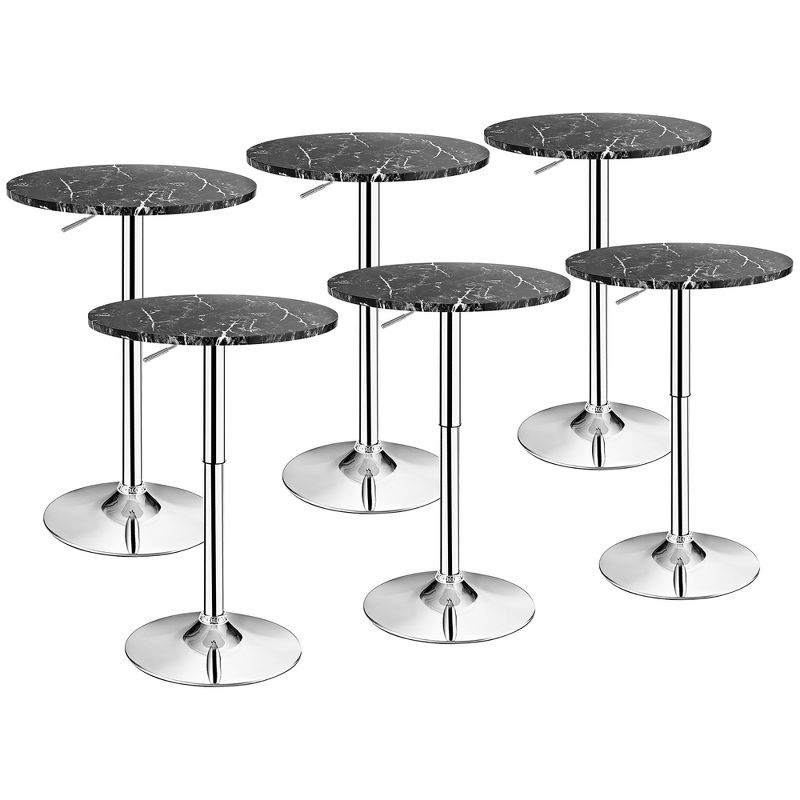 Costway 6PCS Round Bistro Bar Table Height Adjustable 360-degree Swivel White\Black, 1 of 11