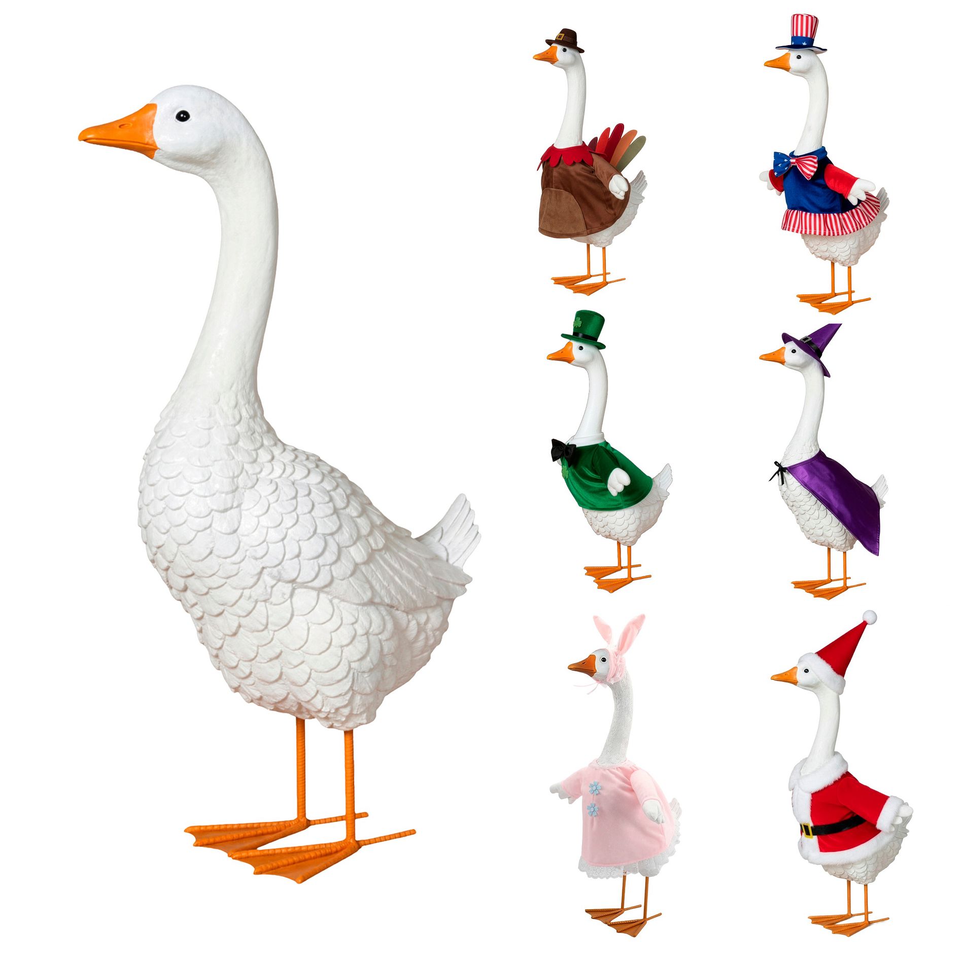 Resin Porch Goose with 6 Changeable Outfits 21"H