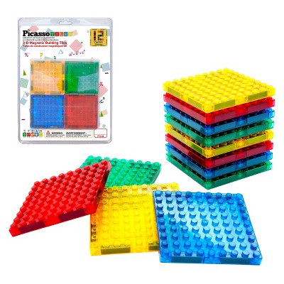 PICASSO-TILES Magnetic Tiles and Brick Compatible, Educational Building Block Set for Kids, 12pc