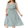 Agnes Orinda Women's Plus Size Square Neck Sleeveless Floral Flowy Stretchy Waist Midi A-Line Sundresses - 2 of 4