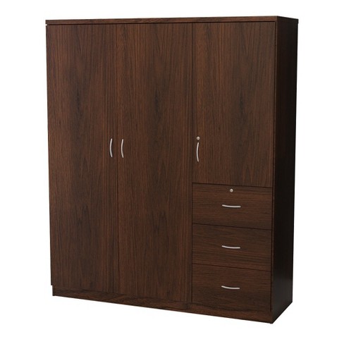 3 Door Wardrobe Storage Walnut Home Source Target