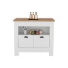 Okak Minimalism Kitchen Island with Ample Storage, Kitchen Island Table with 2 Doors and 3 Shelves, Countertop Organizer for Dining Room - 3 of 4