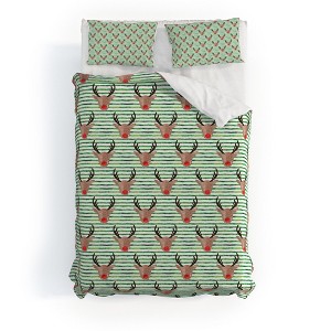 Little Arrow Design Co watercolor rudolf Duvet Cover + Pillow Sham(s) - Deny Designs - 1 of 4