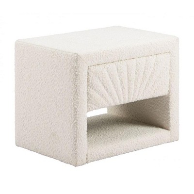 Baris Nightstand Ivory 16.1" H– Textured Fabric, MDF Frame & Polypropylene Details By Zuo Modern