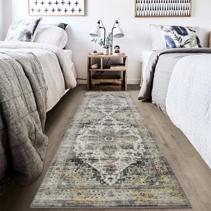 Machine Washable Area Rug Non Slip Non Shedding Rug Boho Vintage Low Pile Carpet Foldable Stain Resistant Rugs for Bedroom Living Room Guest Room - 1 of 4