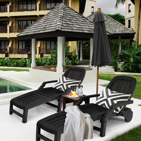Costway Set Of 2 Patio Adjustable Chaise Lounge Chair Folding Sun Lounger  Recliner Grey/black/coffee/turquoise : Target