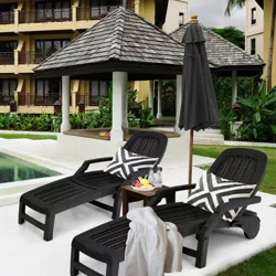 Costway Set of 2 Patio Adjustable Chaise Lounge Chair Folding Sun Lounger Recliner Grey/Black/Coffee/Turquoise