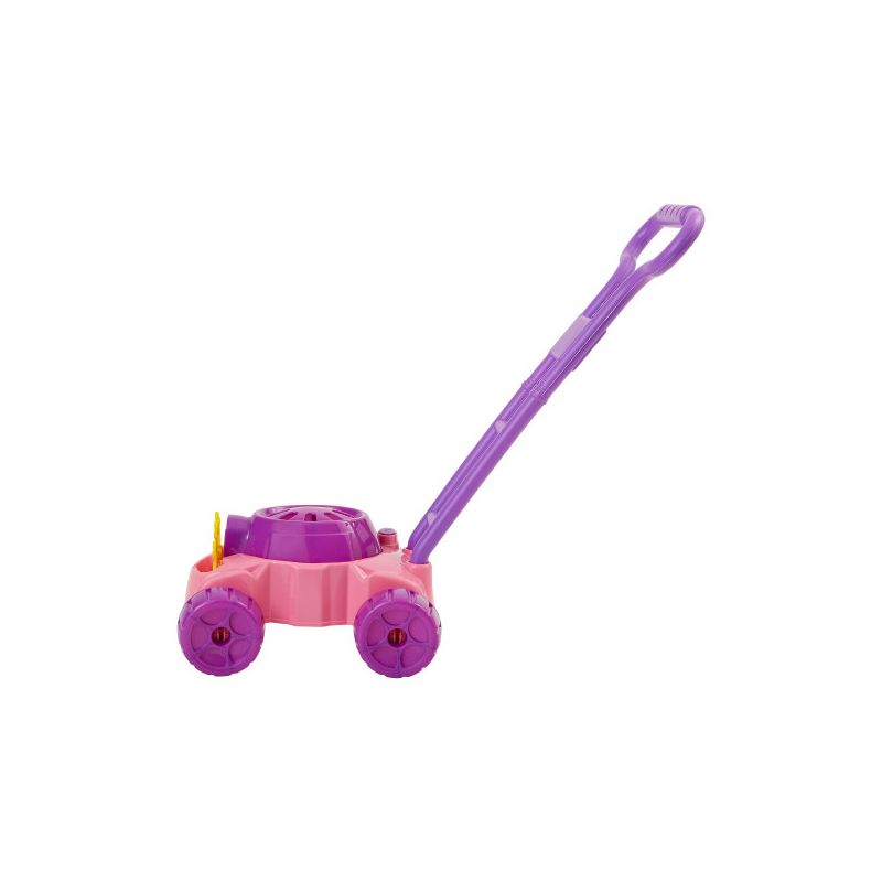 Toy Time Kids' Lawn Mower Bubble Blower Machine Push Toy - Pink/Purple/Orange, 2 of 13