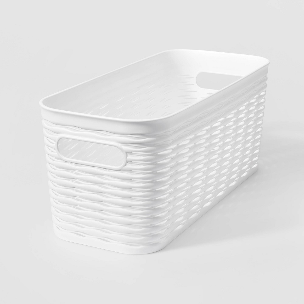 Wave Narrow Medium Storage Bin White - Brightroom™: Polypropylene, 13.8"x5.7"x5.3", Universal Placement