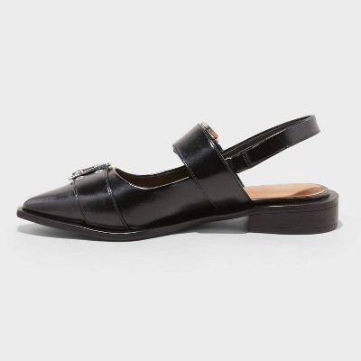 Womens Peyton Double Buckle Slingback Flats with Memory Foam Insole - Wild 3490₽