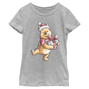 Girls Winnie the Pooh Adorable Christmas Gift Sketch T Shirt - 1 of 4