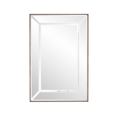Howard Elliott 36"x24" Rectangular Vanity and Wall Mirror with Beaded Trim: Modern Style, Wood Frame, No Assembly Required