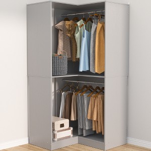 Aheaplus Freestanding Corner Closet Organizer with Hanging Rods, Space-saving Closet System for Walk-in Closet - 1 of 4