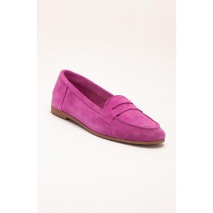 Dorothy - Fuchsia Suede Leather Loafers | Forever & Always Shoes - 1 of 4