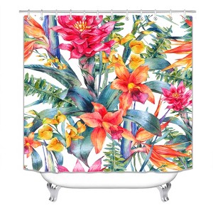 Colurful Flowers Shower Curtains for Bathroom Waterproof Fabric Bath Curtain Durable Soft Stylish Bathroom Decor 72x72 Inch - 1 of 1