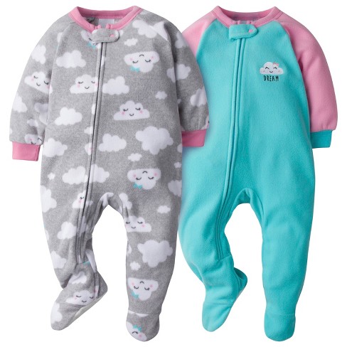 Gerber Baby & Toddler Girls Microfleece Blanket Sleeper Pajamas, 2-Pack,  Sizes 0/3M-5T 