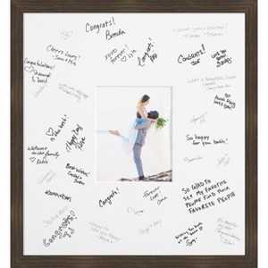 Woodgrain Signature Mat Picture Frame – Guest Book Alternative for Weddings, Graduations, or Retirement – Autograph Photo Mat for Signature Board - 1 of 4