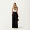 Anna-Kaci Women's Textured Knit Pants with Wide Leg Silhouette and Stretch Waistband Featuring Decorative Button Front Detail - 3 of 4