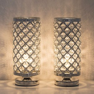Oumilen Crystal Table Lamps, Set of 2 with Clear Crystal Lamp Shade, Silver - 1 of 1