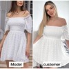 EXLURA Women's Summer Casual Square Neck Dresses Ruffle Short Sleeve Swiss Dot Flowy Mini Dress - 3 of 4