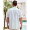Men's Cotton Linen Shirts Relaxed Fit Short Sleeve Beach Button Down Shirt Button Up Pleats Guayabera Shirts - 3 of 4