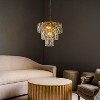 ALOADECOR 18'' 4-Light Mid-Century Modern Glam Antique Gold Crystal Tiered Chandelier Luxury Ceiling Hanging light For Dining Room Living Room - 3 of 4