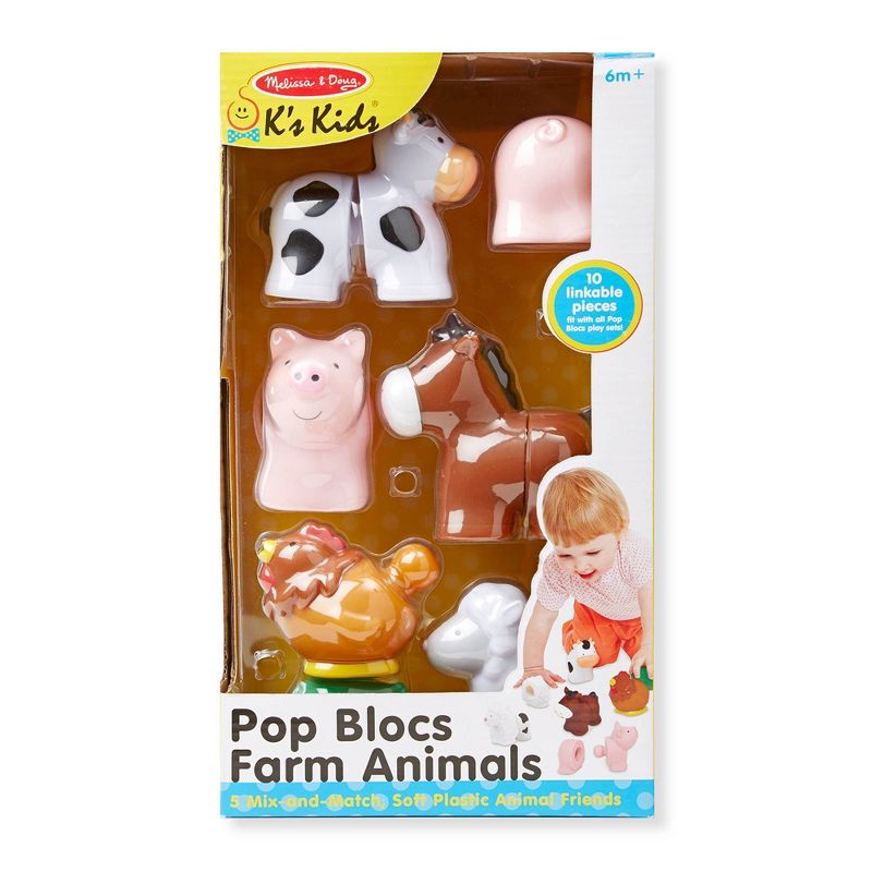 Melissa &#38; Doug Pop Blocs Farm Animals Educational Baby Toy - 10pc, 4 of 16