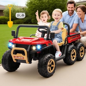 Coucheta 24V 2-Seater Ride On Dump Truck with Parent Remote Control, 4WD Electric Toy Car with Dump Bed, Bluetooth Music - 1 of 4