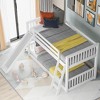 Twin over Twin Bunk Bed with Convertible Slide and Ladder, White/Gray - ModernLuxe - 3 of 4