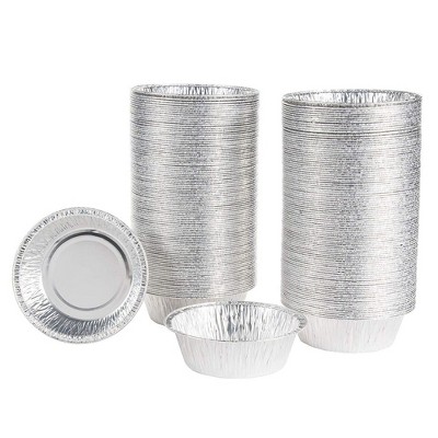 Juvale 200-Pack 4.8" Round Disposable Aluminum Foil Pans with Lids Pie Pans Tin Plates, 4.8 x 1.5 x 4.3 in