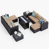 7pc Steel & Wicker Outdoor Rectangular Fire Pit Set with Cushions - Captiva Designs
 - 2 of 4