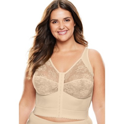 Comfort Choice Women's Plus Size Front-Close Longline Wireless Posture Bra