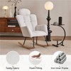 SKRAN Teddy Fabric Upholstered Rocking Chair,Accent Armchair Padded Seat with High Backrest and Pillow for Living Room, Bedroom, Nursery(Ivory) - 4 of 4