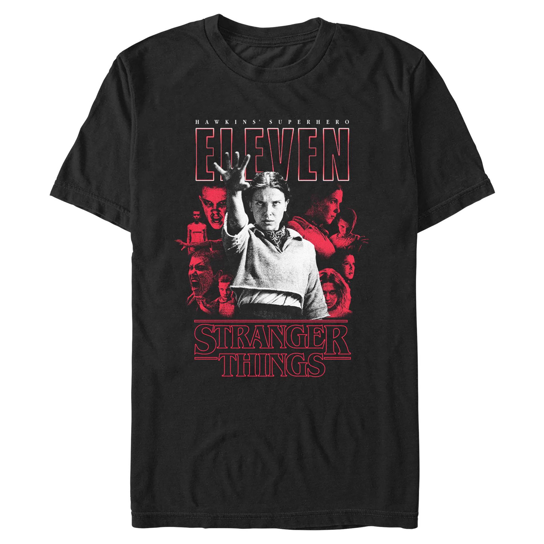 Mens Stranger Things Red Eleven Art Collage T Shirt