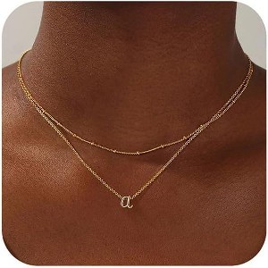 Personalized Initial Necklace: Dainty Gold or Silver Plated Layered Choker for Women & Teens, Stackable Birthday Gift - 1 of 4