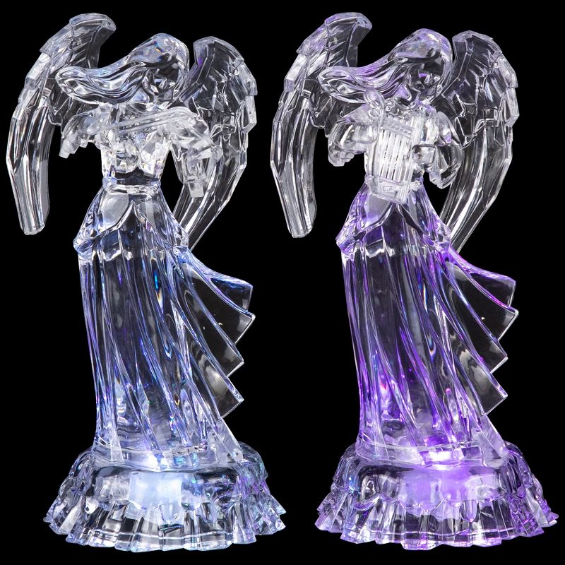 Northlight LED Lighted Color Changing Angel Acrylic Christmas Decorations - 9" - Set of 2, 6 of 8