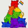 Adult Design By Humans Cat Pile Rainbow Pride Flag By ACEGlobal T-Shirt - 2 of 2