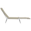 vidaXL 2x Folding Sun Lounger Steel and Fabric Garden Lounge Seat - Taupe - 3 of 4