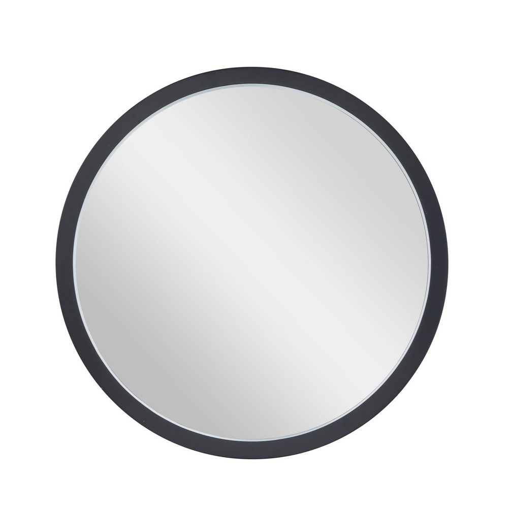 Photos - Wall Mirror 30" Contemporary Wood Round  Black - Olivia & May: Entryway, No Assembly Required