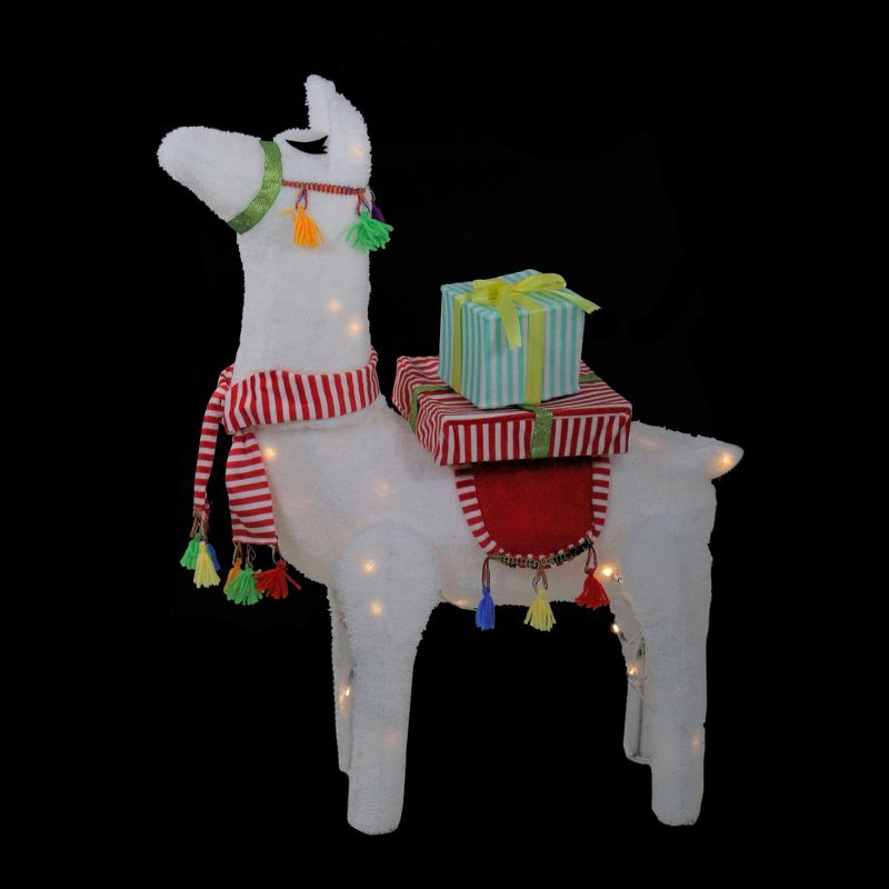 Northlight 31" LED Lighted Plush Fabric Llama with Gifts Christmas Outdoor Decoration, 4 of 6
