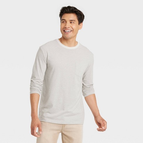 Men's Long Sleeve Henley Shirt - Goodfellow & Co™ Heathered Beige