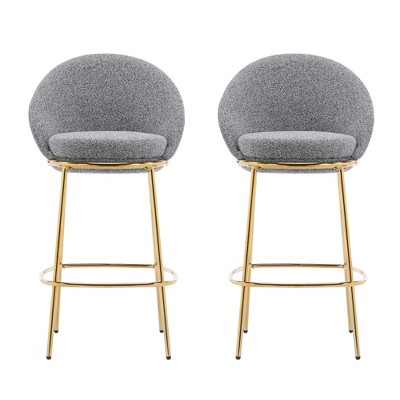 Dsvimoy Counter and Bar Stool Metal Frame with Upholstered Seating for Modern Decor, Gold and Gray, 26"*22"*18"